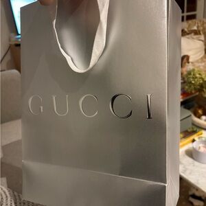 Gucci 2025 Holiday Silver Shopping Bag